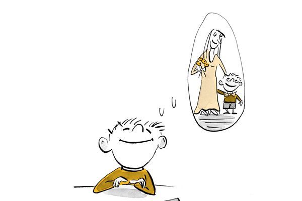 Illustration Un enfant envisage d'épouser sa maîtresse