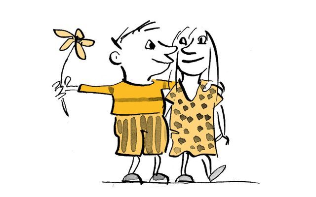 Illustrazione Amicizia d'infanzia tra ragazzo e ragazza
