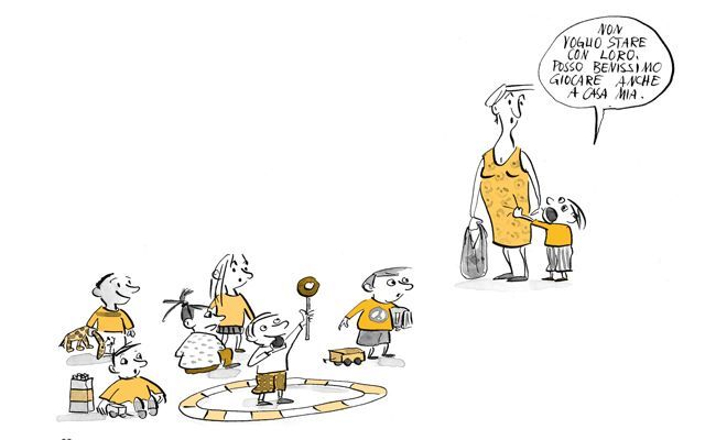 Illustrazione Bambini in gruppi supervisionati.