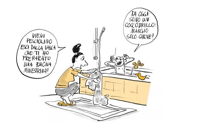 Illustrazione Bambino e madre che giocano nella vasca da bagno