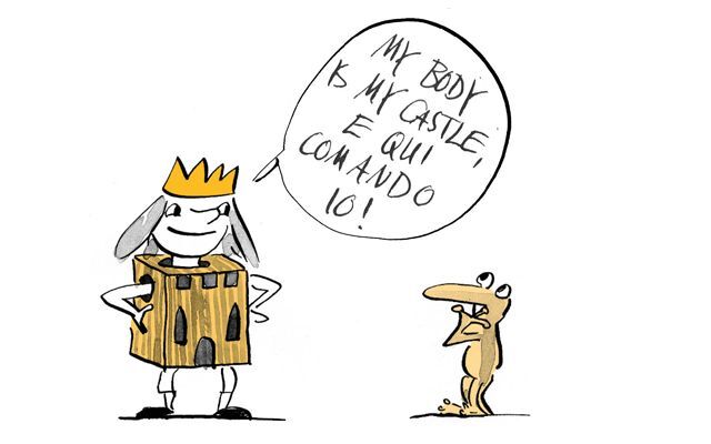 Illustrazione Bambino travestito da castello 