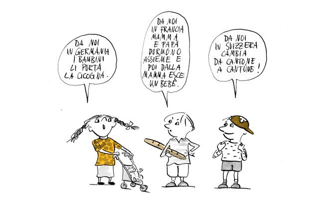 Illustrazione I bambini giocano e parlano tra loro