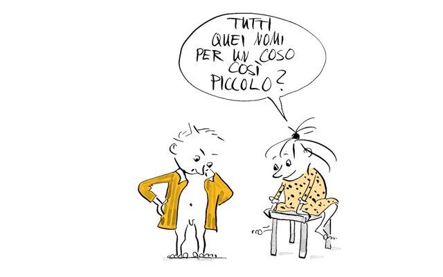 Illustrazione Ragazzo e ragazza parlano del pene del ragazzo