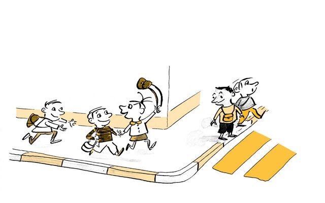 Illustrazione Attraversare la strada in sicurezza
