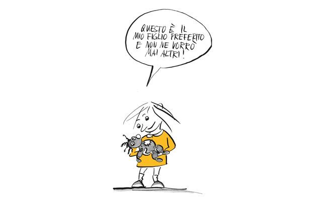 Illustrazione La bambina chiama la sua bambola la sua bambina preferita