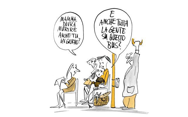 Illustrazione Il bambino chiede alla madre se a volte deve morire