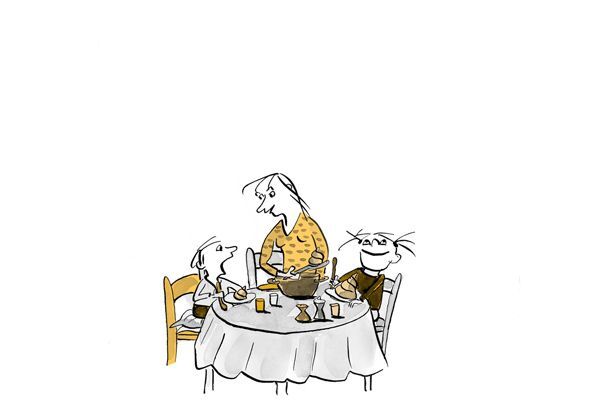 Illustrazione Il bambino pensa che la madre divida il cibo in modo ingiusto
