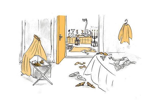 Illustration Die Eltern nehmen ein Bad.