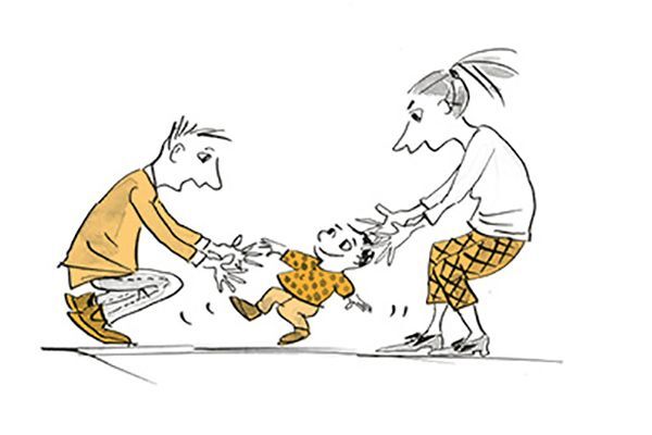 Illustration Das Kind lernt laufen.