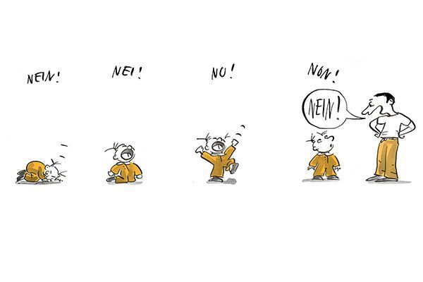 llustration Das Kind schreit "Nein!"