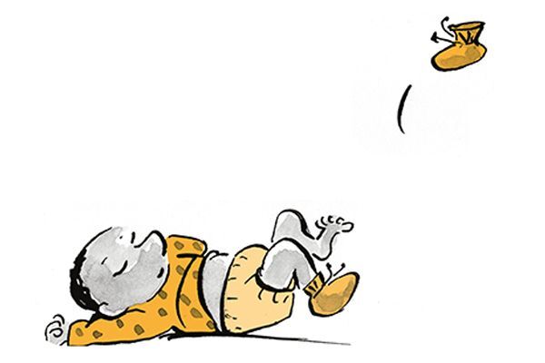 Illustration Baby schläft auf dem Rücken.