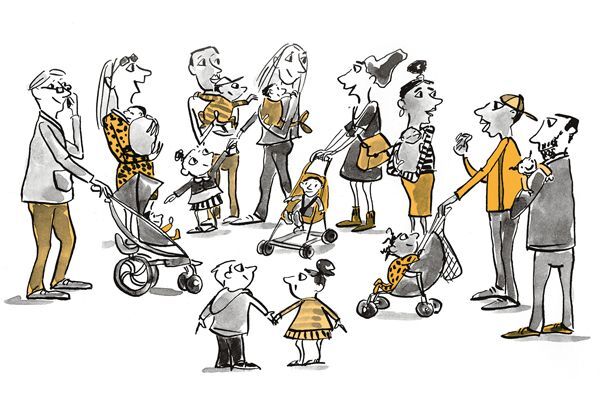 Illustration Eltern tauschen sich untereinander aus.