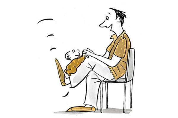Illustration Ein Mann spielt mit einem Kind.