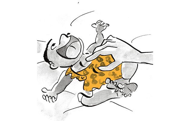 Illustration Das Baby freut sich über Aufmerksamkeit.