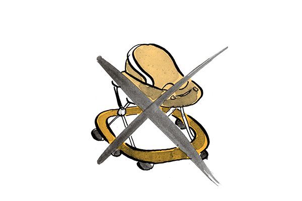 Illustration Laufenlerngerät ist gefährlich. 