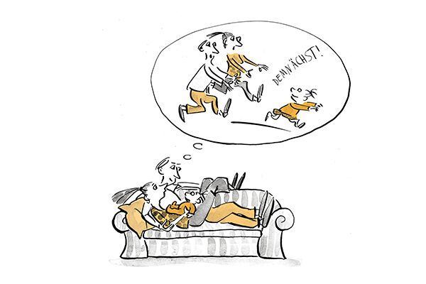 Illustration Eltern denken darüber nach, dass das Kind bald gehen kann.